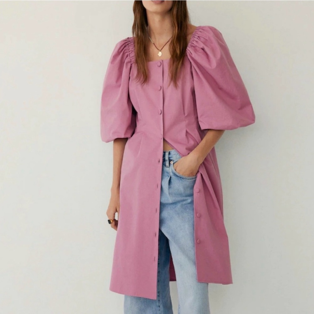 Mango Voluminous Sleeves Midi Dress - Blogger Fave